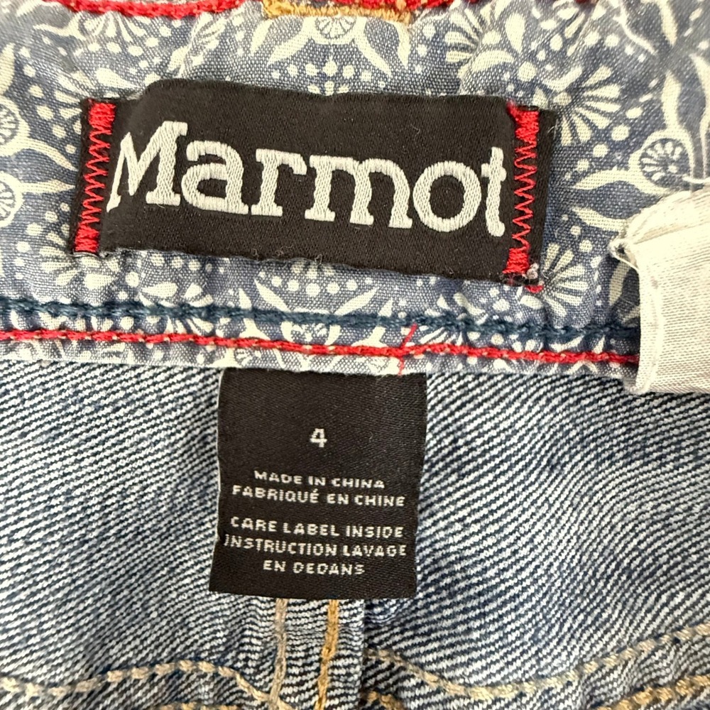 Marmot Jeans Womens 4 Dark Wash Slim Straight Leg Embroidered Gorpcore Denim - Picture 7 of 7